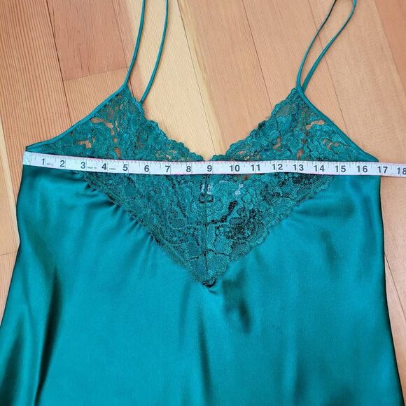 Vintage Alexandra Nicole emerald green slip dress lingerie coquette lace romanti - Picture 10 of 11